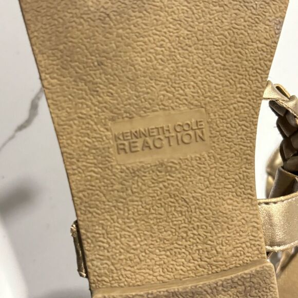 Kenneth Cole Reaction | Women’s Metallic Gold Braided Strappy Thong Sandals 9.5 - Picture 13 of 14